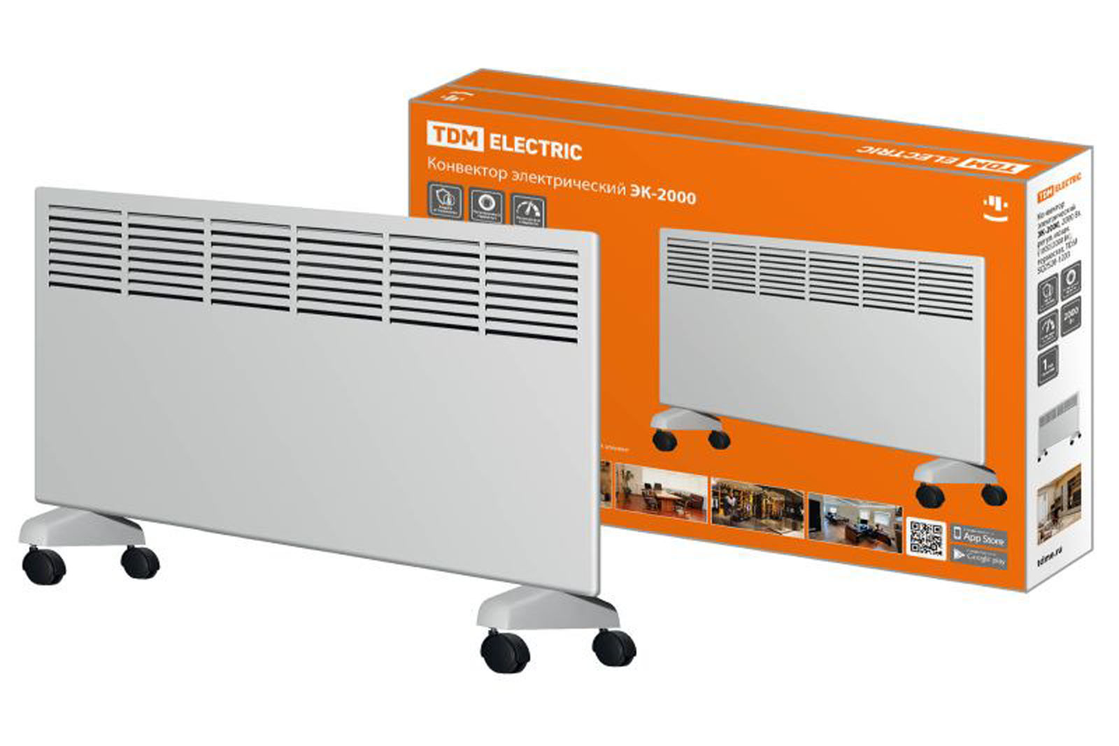 Elektrik konvektoru EK-2000, 2000 W, tənzimlənən güclü (1000/2000 W), termostat, TDM